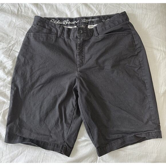 Eddie Bauer Shorts 12 Grey Chino Flat Front Casual Outdoors - Picture 1 of 5